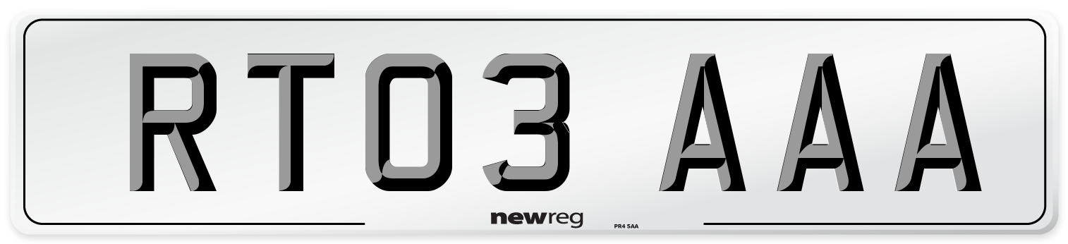 RT03 AAA Number Plate from New Reg